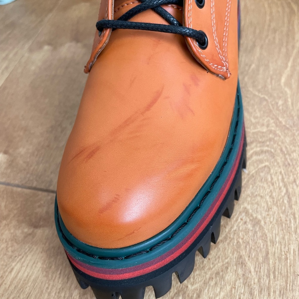 Women's Tan Platform Lace-Up Combat Boots - Picture 5 of 8
